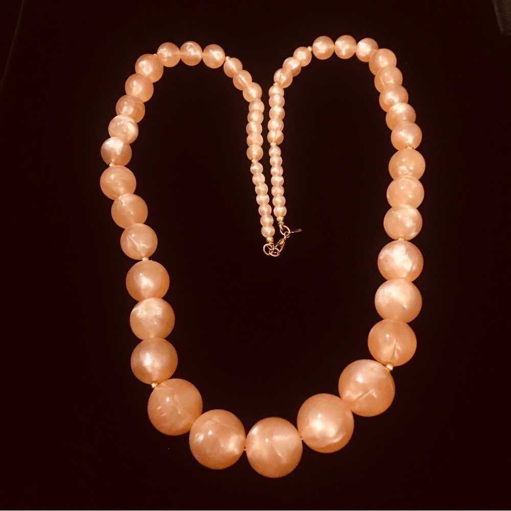 Monet Peachy Pink Long Beaded Sweater Necklace
